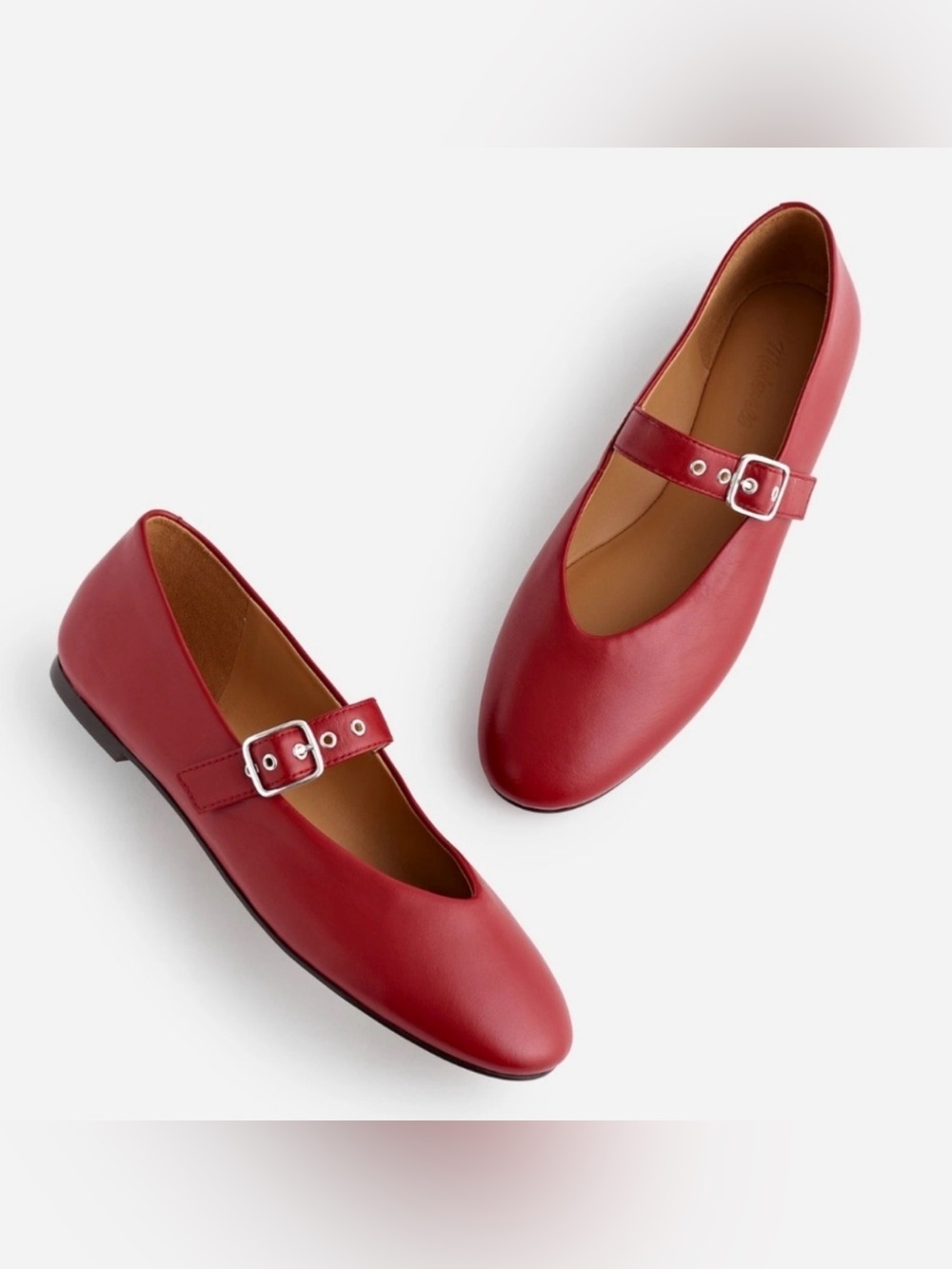 Madewell The Remy Mary Jane Leather Ballet Flat in Ruby Port 9.5